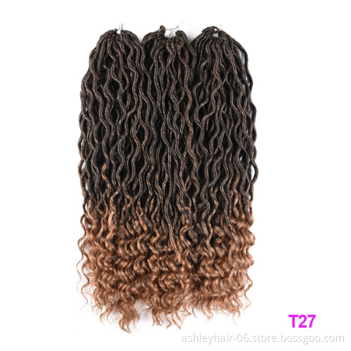 Wholesale 24 Strands Synthetic Crochet Hair Curly End Wavy Goddess Faux Locs Braid